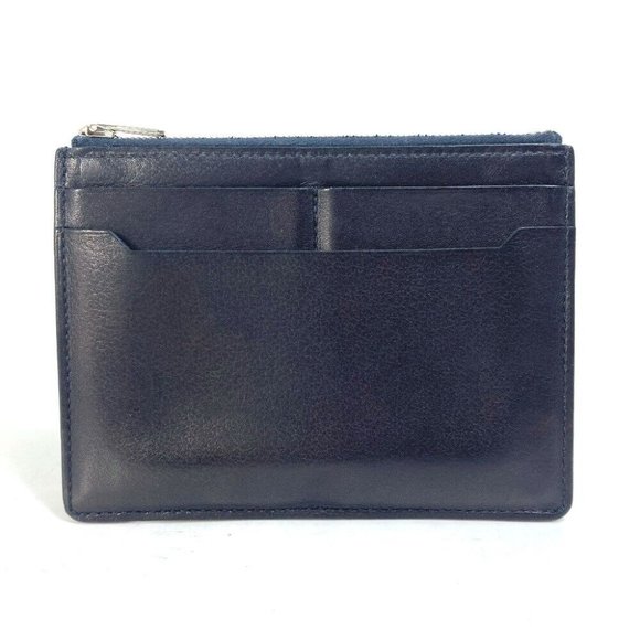 HERMES Bicolor city zip Coin Compartment Wallet coin purse Leather Black/Navy - Picture 1 of 12